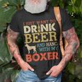 Boxer Dad Drink Beer Hang With Dog Men Vintage T-Shirt Gifts for Old Men