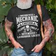Caution Flying Tools Motorcycle Mechanic Product Unisex T-Shirt Gifts for Old Men
