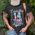 Celebrating 14 Year Of Being Awesome With Tie-Dye Graphic Unisex T-Shirt Gifts for Old Men
