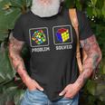 Competitive Puzzles Cube Problem Retro Solved Speed Cubing T-Shirt Gifts for Old Men