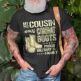 My Cousin Wears Combat Boots Dog Tags Proud Military Family T-Shirt Gifts for Old Men
