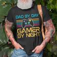 Dad By Day Gamer By Night Video Games Lover Gamer Dad T-Shirt Gifts for Old Men