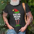 Damen T-Shirt Social Media Elfe, Partnerlook Weihnachten Geschenke für alte Männer