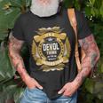 Devol Name Devol Family Name Crest Unisex T-Shirt Gifts for Old Men