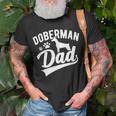 Doberman Pinscher Dog Dad Silhouette Fur Dog Papa Dog Lover Unisex T-Shirt Gifts for Old Men