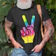 Finger Peace Sign Tie Dye 60S 70S Funny Hippie Costume Unisex T-Shirt Gifts for Old Men
