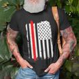 Firefighter Thin Red Line Amercian Flag Usa T-Shirt Gifts for Old Men