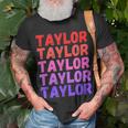 First Name Taylor - Colorful Modern Repeated Text Retro Unisex T-Shirt Gifts for Old Men