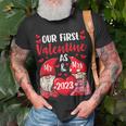 Our First Valentine As Mr And Mrs 2023 Hearts Valentines Day T-Shirt Gifts for Old Men