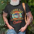 Fishing Dad Like A Regular Dad But Cooler Retro Vintage American Flag Unisex T-Shirt Gifts for Old Men