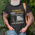 Florian Sohn Gottes Personalisiertes T-Shirt, Inspirierender Spruch mit Rittermotiv Geschenke für alte Männer