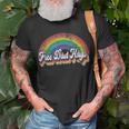 Free Dad Hugs Rainbow Flag Gay Lgbt Pride Month Daddy Unisex T-Shirt Gifts for Old Men