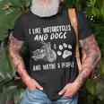 Funny Biker I Like Motorcycles And Dogs And Maybe 3 People Unisex T-Shirt Gifts for Old Men