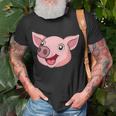 Funny Cute Pig Face Farm Adorable Pink Piglet Lover Farmer Unisex T-Shirt Gifts for Old Men