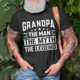 Grandpa The Legend The Man The Myth Daddy Happy Fathers Day Unisex T-Shirt Gifts for Old Men