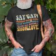 Groovy Say Gay Protect Trans Kids Read Banned Books Lgbt Unisex T-Shirt Gifts for Old Men
