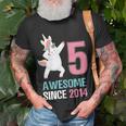 Happy 5Th Birthday UnicornShirt Awesome Since 2014 Unisex T-Shirt Gifts for Old Men