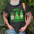 Happy St Patricks Day Three Gnomes Squad Holding Shamrock T-Shirt Gifts for Old Men