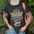 Herren Alle Männer Sind Gleich Legenden Werden Juni Geboren T-Shirt Geschenke für alte Männer