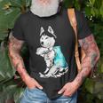 Husky Tattoo I Love Dad Funny Fathers Day Gifts Unisex T-Shirt Gifts for Old Men