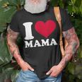 I Love Mama Schwarz T-Shirt, Herzmotiv zum Muttertag Geschenke für alte Männer