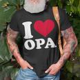 I Love Opa Herz-Motiv T-Shirt in Schwarz, Geschenkidee für Großväter Geschenke für alte Männer