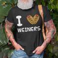 I Love Weiners Hotdogs Frankfurter Wiener Frank Sausage Bun Unisex T-Shirt Gifts for Old Men