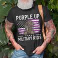 I Purple Up Month Of Military Kids Boots Us Flag Vintage Unisex T-Shirt Gifts for Old Men