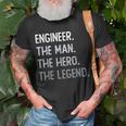 Ingenieur Tribut T-Shirt Der Mann, Der Held, Die Legende Schwarzes Statement-Shirt Geschenke für alte Männer