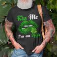 Joke Im An Irish St Patricks Day Lips With Clover T-Shirt Gifts for Old Men