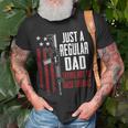 Just A Regular Dad Trying Not To Raise Liberals On Back T-Shirt Gifts for Old Men