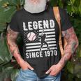 Legend Baseballspieler Seit 1970 Pitcher Strikeout Baseball T-Shirt Geschenke für alte Männer
