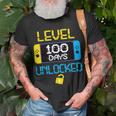 Level 100 Days Of School Unlocked Gamer Video Games Boys V20 T-shirt Gifts for Old Men