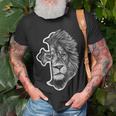 Lion Of Judah Lion Cross Jesus Christian T-Shirt Gifts for Old Men