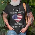 Love For My Brave Uncle In The Army American Heart Unisex T-Shirt Gifts for Old Men