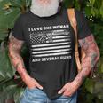 I Love One Woman & Several Guns Vintage Usa Flag Dad Grandpa T-shirt Gifts for Old Men