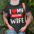 I Love My Wife Red Heart Valentines Day Matching Couple V2 T-Shirt Gifts for Old Men