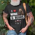 I Love Wine And Bears Lustiges Trinken Camping Wildtiere Tier T-Shirt Geschenke für alte Männer