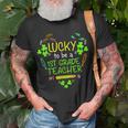 Lucky To Be A 1St Grade Teacher Shamrock St Patricks Day T-Shirt Gifts for Old Men