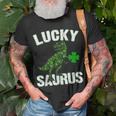 LuckyRex Saurus Clovers Shamrock St Patrick Day Gifts Unisex T-Shirt Gifts for Old Men