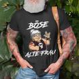 Lustiges Schwarz T-Shirt Böse Alte Frau Cartoon für Damen Geschenke für alte Männer
