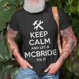 Mcbride Funny Surname Birthday Family Tree Reunion Gift Idea Unisex T-Shirt Gifts for Old Men