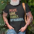Mcnamara Last Name Peace Love Family Matching Unisex T-Shirt Gifts for Old Men