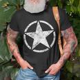Military Hero Star In Circle White Distressed Veteran T-shirt Gifts for Old Men