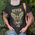 Never Underestimate The Power Of Fire Personalized Last Name Unisex T-Shirt Gifts for Old Men