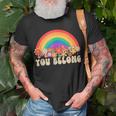 Nobody Know Im A Lesbian Retro Groovy Lgbt Pride Month Ally Unisex T-Shirt Gifts for Old Men