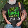 One Lucky Lunch Lady St Patricks Day Irish Shamrock T-Shirt Gifts for Old Men