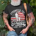 Patriotic Promoted To Poppa Est 2023 American Flag Gift For Mens Unisex T-Shirt Gifts for Old Men