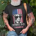 Pitbull Dad American Flag Unisex T-Shirt Gifts for Old Men
