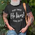 Plot Twist He Lives Shirt Easter Sunday Saying Dark Unisex T-Shirt Gifts for Old Men
